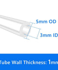 Pure Silicone Tubing 3mm ID 5mm OD High Temperature Food Grade Flexible Hose cross-section with measurements