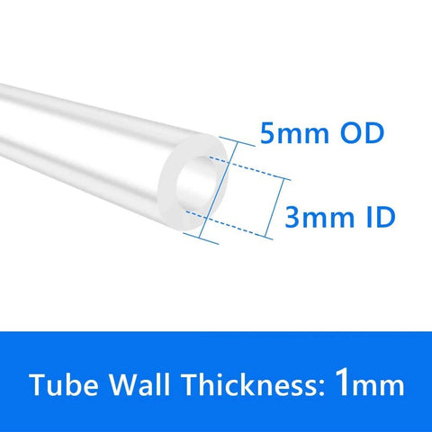 Pure Silicone Tubing 3mm ID 5mm OD High Temperature Food Grade Flexible Hose cross-section with measurements