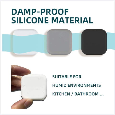 Silicone Door Stop Wall Protector Bumper Self Adhesive Noise Reduction Shield for Doors, white, showing damp-proof material and use in kitchen.