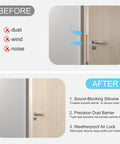 Comparison of door with and without 20 ft x 1 in Weather Stripping, Door Draft Stopper Silicone Gap Seal Strip for drafts and noise reduction.