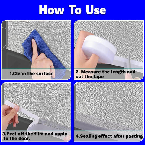 Instructions for using Silicone Weather Stripping Seal Door Tape 16.5 Feet Strip Bottom Draft Insulation Stopper