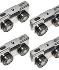 ✝️ 4 Wheel Trolley Assembly Rollers, silver P1000/P5000 series, compatible with 1-5/8" strut channels, set of four for smooth alignment.