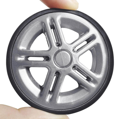 Luggage Suitcase Replacement Wheels Wear Resistant Silent Swivel Casters Repair Kit Silver 55mm close-up view showing rubber wheel.