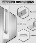 Adhesive Cabinet Handles Peel And Stick No Drill Silver Five Point Five Inch Drawer Pulls with strong adhesive backing dimensions