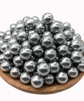 150 X 43 Cal Aluminum Balls for Self-Defense displayed on wooden plate, silver color, designed for T4E Walther PPQ/TPM1 and Glock17 Gen 5