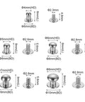 Ball Head Stud Rivet Set 4 5 6 7 8 Mm Head Diameter Back Screws 50 Pack Silver Tone Zinc Alloy Button Nipple Rivets