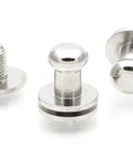 Solid Brass Ball Head Screw Back Studs 6.5 mm Silver Plated Nipple Rivets Set Of 10 For Leathercraft Projects shown in close-up view.