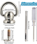 Dimensions of 4 Pieces D Rings For Brass Rivets Rotatable 360 Degree Strap Hardware Ball Button Studs Chicago Screws Silver