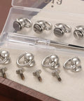 4 Pieces D Rings For Brass Rivets Rotatable 360 Degree Strap Hardware Ball Button Studs Chicago Screws Silver For Handbags