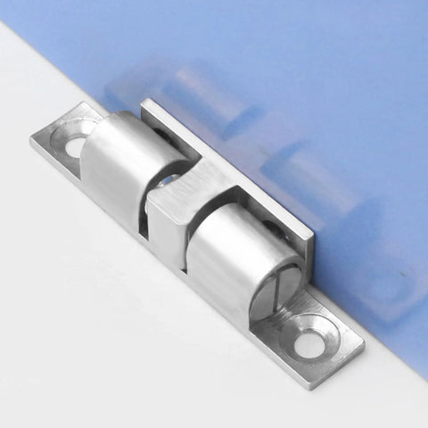 12Pcs Double Ball Tension Roller Cabinet Catch Latch Set 70mm Solid Brass Hardware With Screws And Adhesive Tape Silver Finish