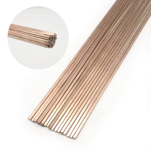 20 Pack 5 Percent Silver Brazing Rods BCuP-3 For Gas Soldering 0.050 Inch By 0.125 Inch By 14 Inch Flat Bars