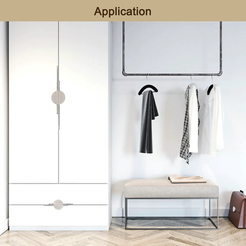 Two Pack Brushed Silver Semicircle Cabinet Pulls With Two And A Half Inch Hole Centers on wardrobe doors in modern room