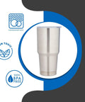 Ceramic Interior 30oz Wine Tumbler with Lid Double Wall Vacuum Insulated, Lightweight, Durable, Leak Proof Cap, BPA Free, Silver