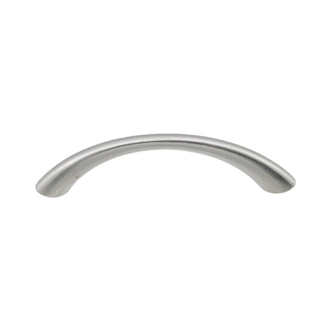 Silver Curved Drawer Handles Set Of 6 With Ergonomic Arch Design, image showing one handle in zinc alloy with a smooth finish.