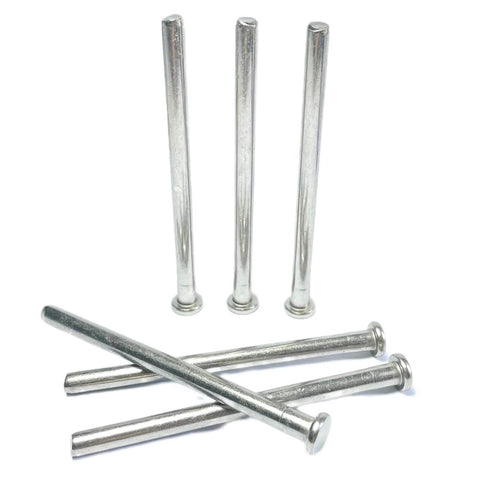Six silver 6 Pack 3.5 Inch Interior Door Hinge Pins for doors replacement with screws on a white background