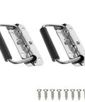 Two Pack Silver Spring Loaded Heavy Duty Handles With Stainless Steel Construction And Rubber Grip for toolboxes and storage boxes