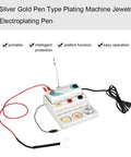 Silver gold pen type plating machine with cables and controls for DIY jewelry finishing and repairs. Ideal for small metal coatings.