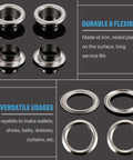 500 Pcs Grommet and Washer Kit for Leather, Fabric and Bags 1/4 Inch Inner Diameter Silver Finish Eyelets details