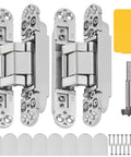 Invisible Door Hinges 2 Pack 6 Inch Silver Hidden Hinges For Doors With 3 Way Adjustable And 180 Degree Swing Copper Support