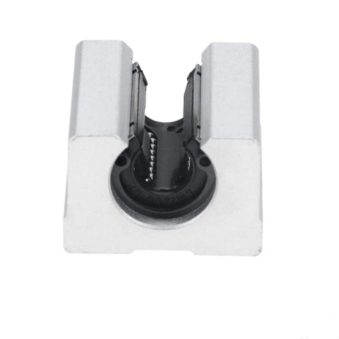 Front view of a 4 Pack SBR16UU Linear Ball Bearing Slide Block with aluminum alloy housing and steel bearings, 16mm inner diameter.