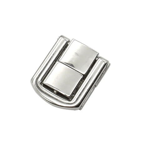 12 Pieces Metal Hasp Latch Clasps Set With 25x20mm Silver Finish For Boxes And DIY Projects, close-up of single clasp