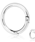 Ten Pack One Inch Metal Spring O Ring Carabiner Clips Keychains Snap Hooks for Purses, Bags, Pockets and Lanyards, close-up view