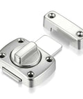 Brushed Silver Rotate Bolt Gate Latches Kit For Doors Cabinets Windows And Pet Doors, Safety Lock Hardware, front view
