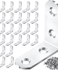 ✝️ 24PCS Silver L Bracket Corner Sets 90 Degree Corner Brace Right Angle Bracket Metal Stainless Steel for Wood Shelves Cabinet Furniture Tables Chairs and DIY with 100PCS Screws (1.6*1.6 in) designed for smooth motion and stable alignment in
