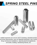 60Pcs Slotted Split Roll Pins Set 4mm Diameter and 14mm Length, Steel Spring Tension Dowels displayed on white background