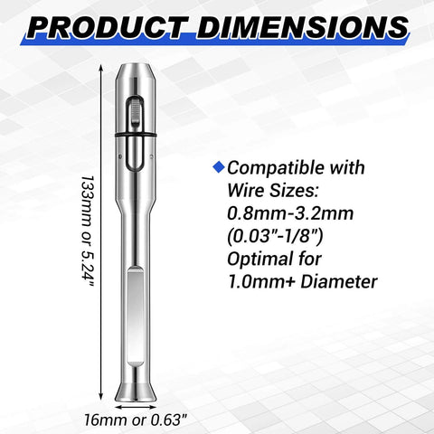 Dimensions of TIG Wire Feeder Pen For 1 32nd To 1 8th Inch Wires, Smooth, Precise Wire Delivery, Silver Zonon
