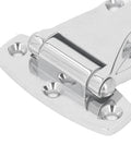 Close-up of Silver TYJH06 Toolbox Hinge Zinc Alloy Heavy Duty Toolbox Latch Hardware for Truck Toolboxes Trailer Doors.