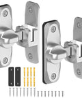90 And 180 Degree Barn Door Lock Set For Privacy And Security, Flip Latch For Sliding Gates And Doors, Zinc Alloy, Silver Finish