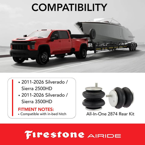 All In One Wireless Rear Air Spring Kit For 2011 2026 Silverado Sierra 2500HD 3500HD Up To 5000 Lb Load Capacity