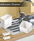 3 Pack Silverware Drying Basket on kitchen sink, white plastic utensil drainer, escurridor de cubiertos plastico, tableware drainer.
