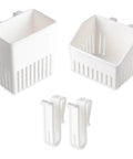 3 Pack Silverware Drying Basket, Silverware Drainer and Utensil Drainer set in white plastic with drainage holes