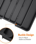 Effortlessly organize kitchen drawers with an expandable silverware organizer that stretches from 8.5 to 14 inches featuring buckle design detail