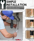 Man using Emergency Water Pipe Repair Clamp Kit for Cast Iron Cement PVC PE Pipes 20mm Leak Fix under sink