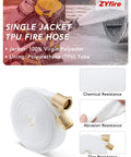 Fire Hose 2 Inch ID 25 Ft Single Jacket TPU Firefighter Hose With M And F NST NH Brass Couplings 750 PSI Burst Pressure Lightweight Designed