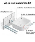 Heavy Duty Stainless Steel Sink Mounting Kit For Wall Mounted Pedestal Sinks With Expansion Plugs & Rubber Washers shown installed