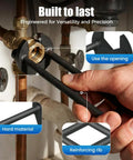 2 Pack Multifunctional Sink Wrench Set For Tight Spaces in use on plumbing pipes, highlighting hard material and reinforcing rib
