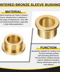 4 Pack Self Lubricating Sintered Bronze Flange Sleeve Bearings, 12mm Bore x 16mm OD x 8mm Length, 20mm Flange Diameter