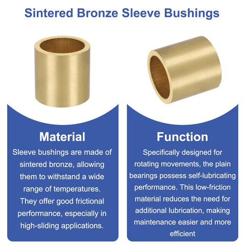50 Pcs Sintered Bronze Sleeve Bearings Set With 6mm Bore 8mm OD And 5mm Length Self Lubricating Low Friction Bushing, Material and Function