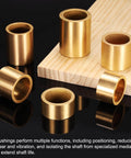 Self Lubricating Sintered Bronze Sleeve Bearings 25mm Bore By 32mm OD By 40mm Length, low friction durable bushings displayed