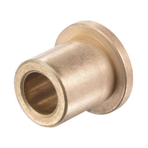 Flange Sleeve Bearings 10mm Bore 16mm OD 20mm Length 22mm Flange Diameter 3mm Flange Thickness Sintered Bronze Self-Lubricating Bushing