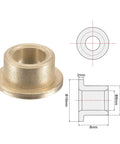Flange Sleeve Bearing 8mm Bore 12mm OD 8mm Length 16mm Flange Diameter 16mm Flange Thickness 2mm Sintered Bronze Self Lubricating Bushing