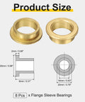 Eight Pieces Flange Sleeve Bearings 16mm Bore 20mm Outer Diameter 8mm Length shown with size diagram