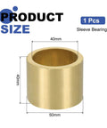 Self Lubricating Sintered Bronze Sleeve Bearing 40mm Bore x 50mm OD x 40mm Length Low Friction Bushings For Heavy Duty Machinery And Sliding Applications displayed with dimensions.
