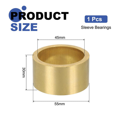 Sintered Bronze Sleeve Bearings 45mm Bore 55mm OD 30mm Length Self Lubricating Low Friction Bushing shown with dimensions
