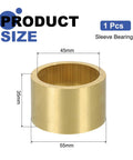 Self-Lubricating Sintered Bronze Sleeve Bearings 45mm Bore, 55mm Outer Diameter, 35mm Length, product size illustration