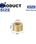 Set Of 30 Sleeve Bearings 4mm Bore 8mm OD 5mm Length Self Lubricating Sintered Bronze Bushings, dimensions shown, 30 pcs